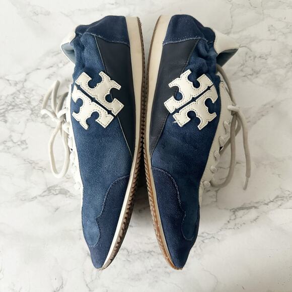 Tory Burch Navy Suede & Leather White Laces Low Top Sneaker Women’s Size 9 - Picture 7 of 12